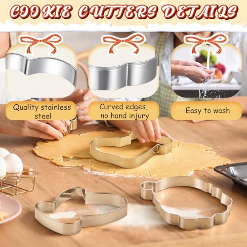 6 Pcs Large Christmas Cookie Cutters Stainless Steel Baking Molds M8080