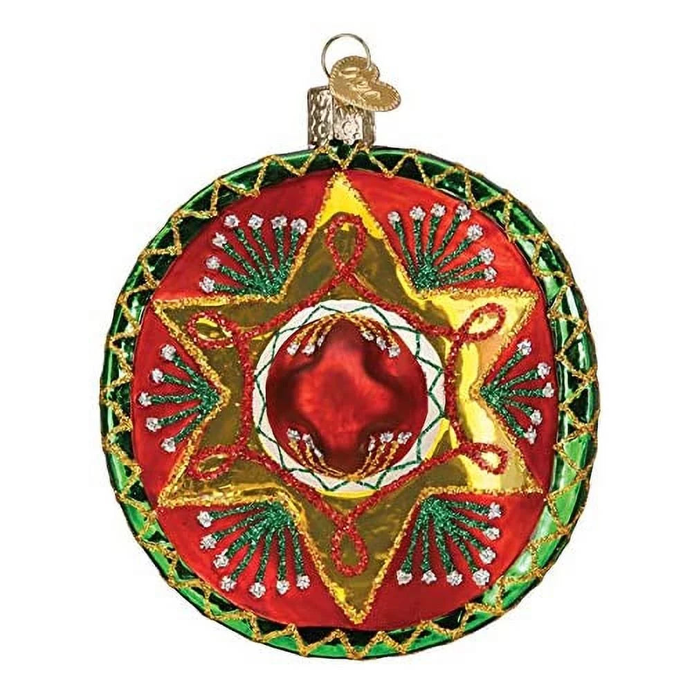 Old World Christmas Glass Blown Ornament for Christmas Tree, Sombrero (With OWC Gift Box)