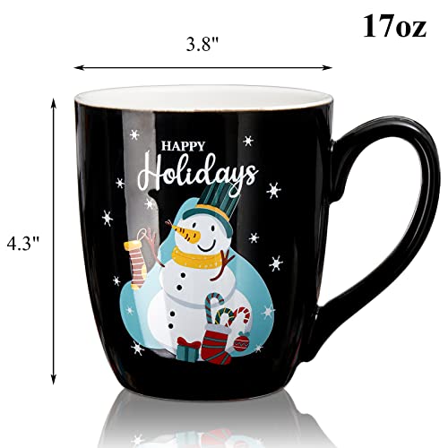 Hiceeden Set of 6 Large Christmas Coffee Mugs, 17 Oz Ceramic Santa Mug Z706006
