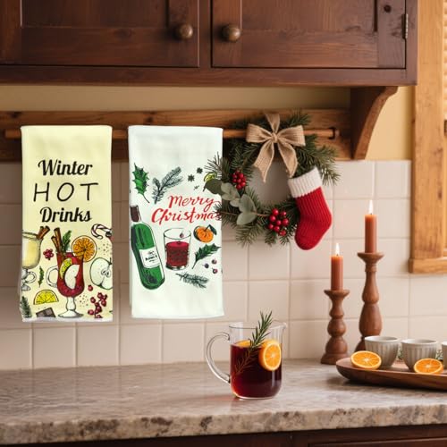 Wironlst Christmas Kitchen Hand Dish Towels 4PCS Buffalo Plaid 18x26 M198