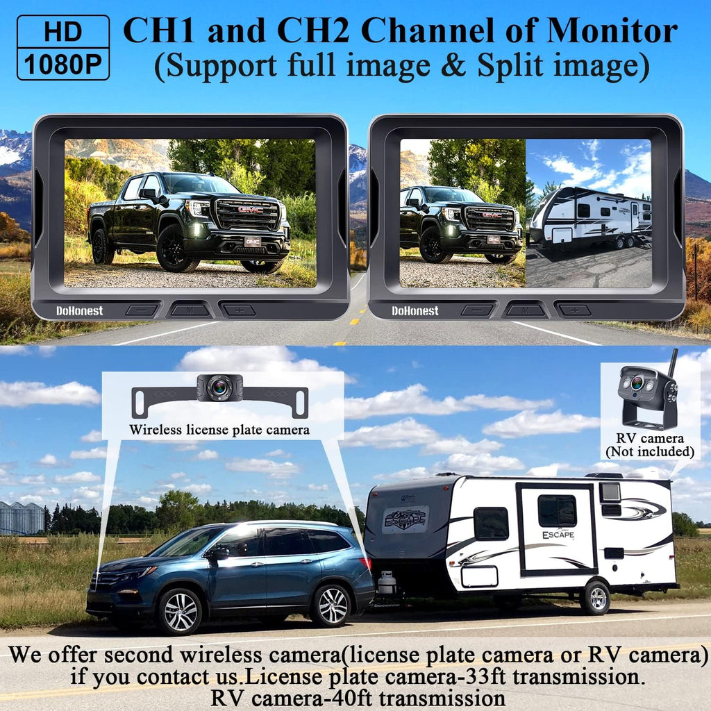 DoHonest S4 Wireless Backup Camera with 5" Monitor for Truck Pickup Minivan M2326