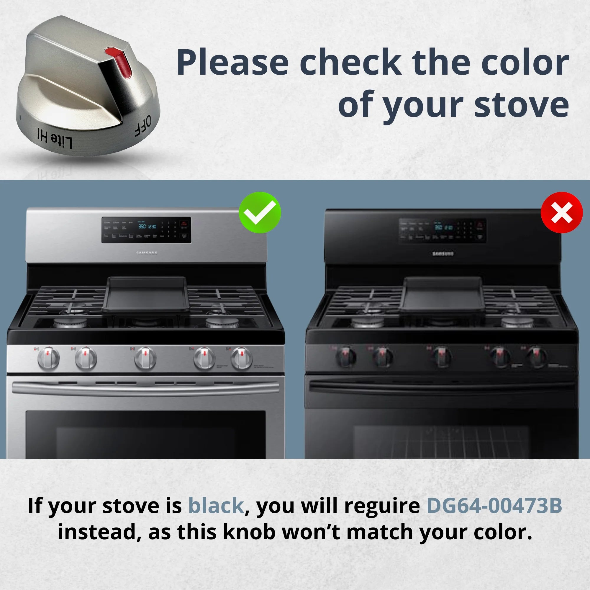 SET OF 5 DG64-00473A Stove Knobs Replacement for Samsung Gas Range B568066