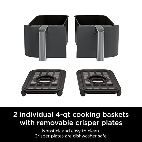Ninja DZ401 Foodi 10 Quart DualZone XL 2-Basket Air Fryer, Grey L260