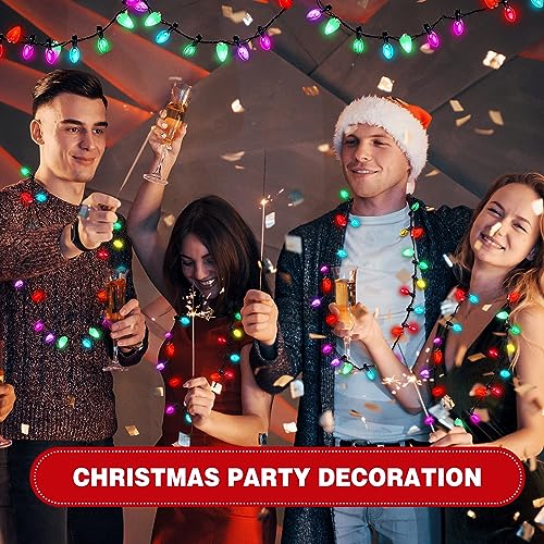 Liliful 18 Pcs Christmas Light Necklace Bulk LED Glow Necklaces for Xmas Party Favors G8282