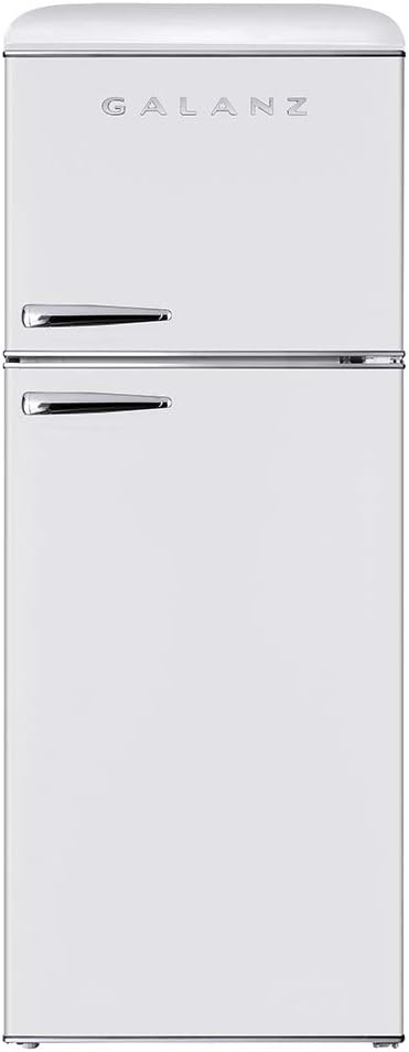 Galanz GLR76TWEER Retro Top Mount Refrigerator, Dual Door, White, 7.6 Cu Ft D265