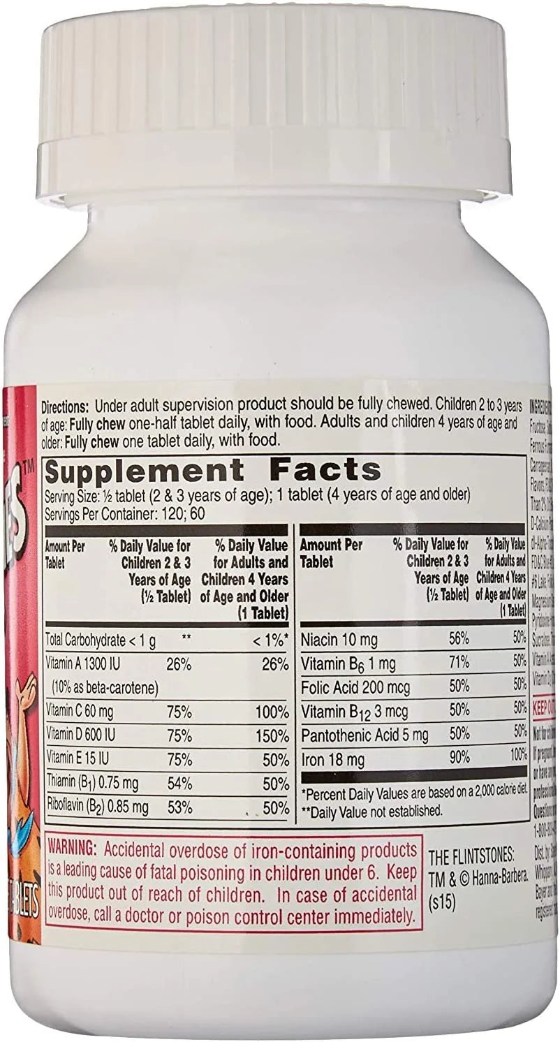 Flintstones Children's Multivitamin with Iron Chewables, 60 ct, 3 pack G33837