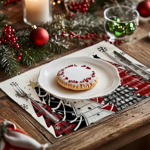 GEEORY Christmas Placemats 12x18 Inch Set of 4, Green Q397