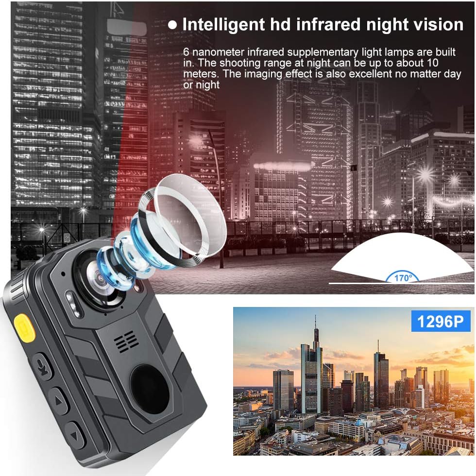 CAMMHD 1296P Police Body Camera with 2 Inch Display, 32GB M85727