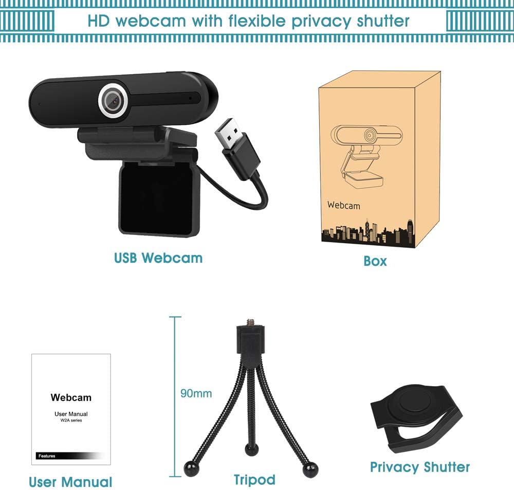 4K Webcam with Microphone and Privacy Cover, 2 Pack O6856