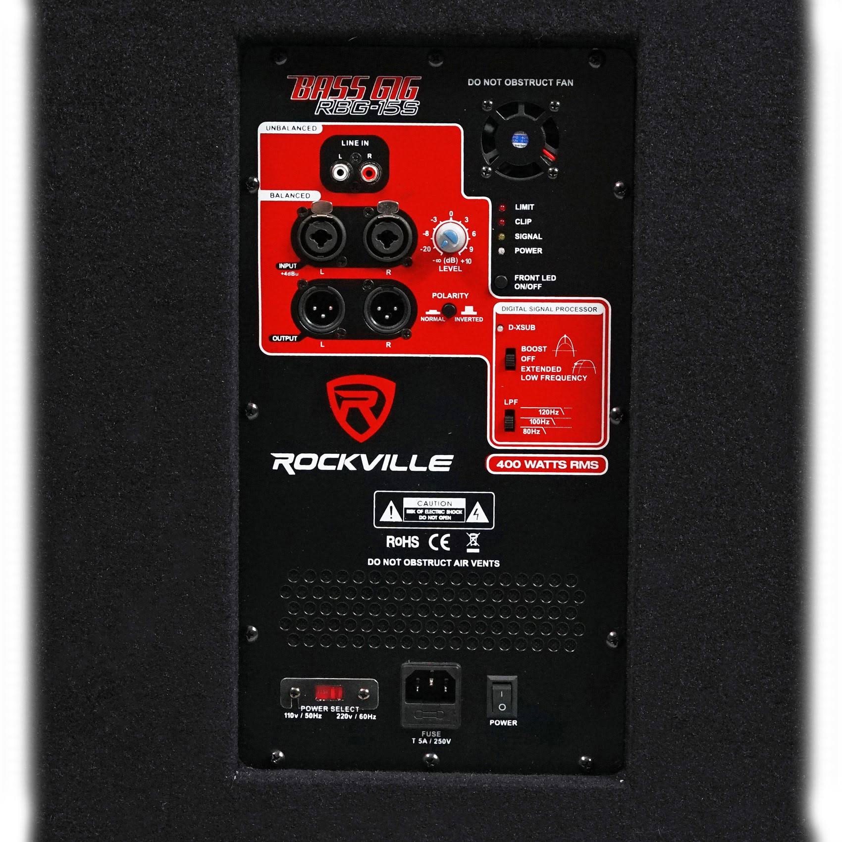 Rockville RBG15S 15x22 1600W Active Powered PA Subwoofer with Steel Casters R683031