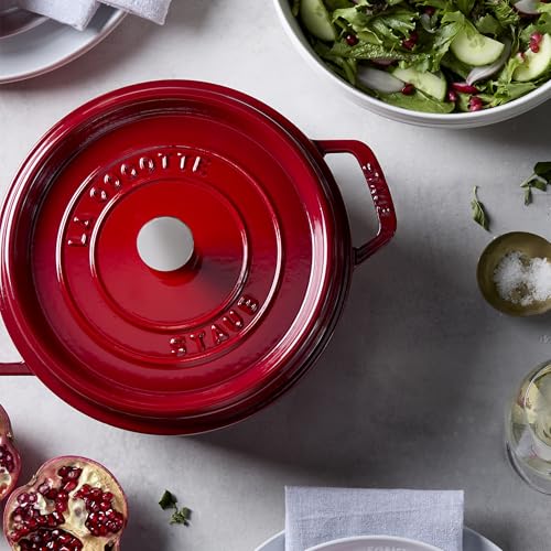 STAUB Cast Iron Dutch Oven 5.5-qt Round Cocotte, Black Matte P4487