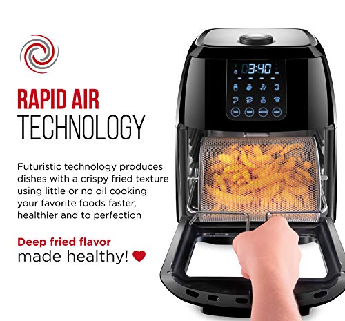 CHEFMAN Multifunctional Digital Air Fryer Rotisserie Dehydrator Convection Oven, 10L, Black H5903