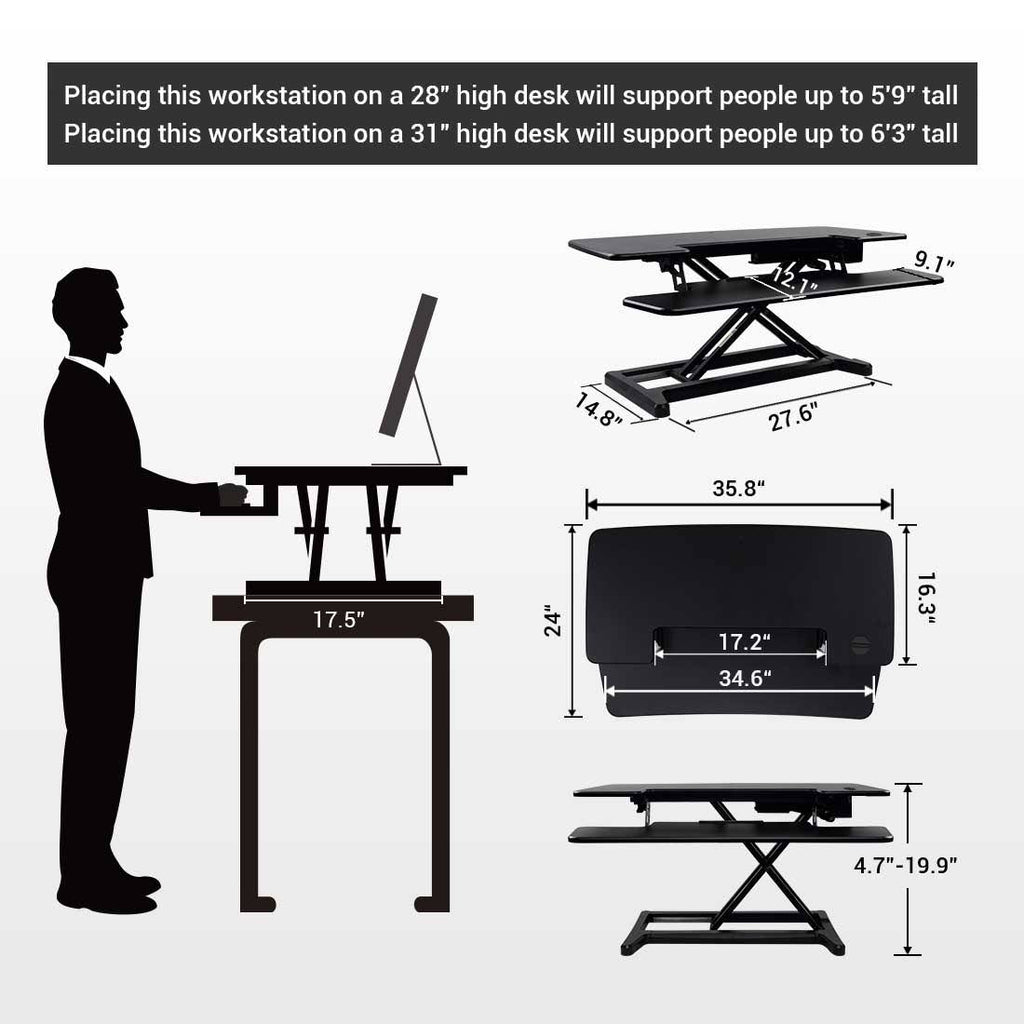 FlexiSpot AlcoveRiser EM7MB Standing Desk Converter, Electric Height Adjustable, Black U51939