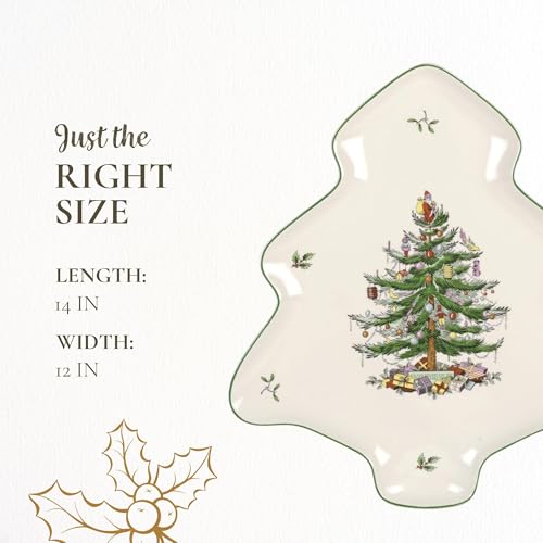 Spode Christmas Tree 14-Inch Tree-Shaped Porcelain Serving Platter H48565