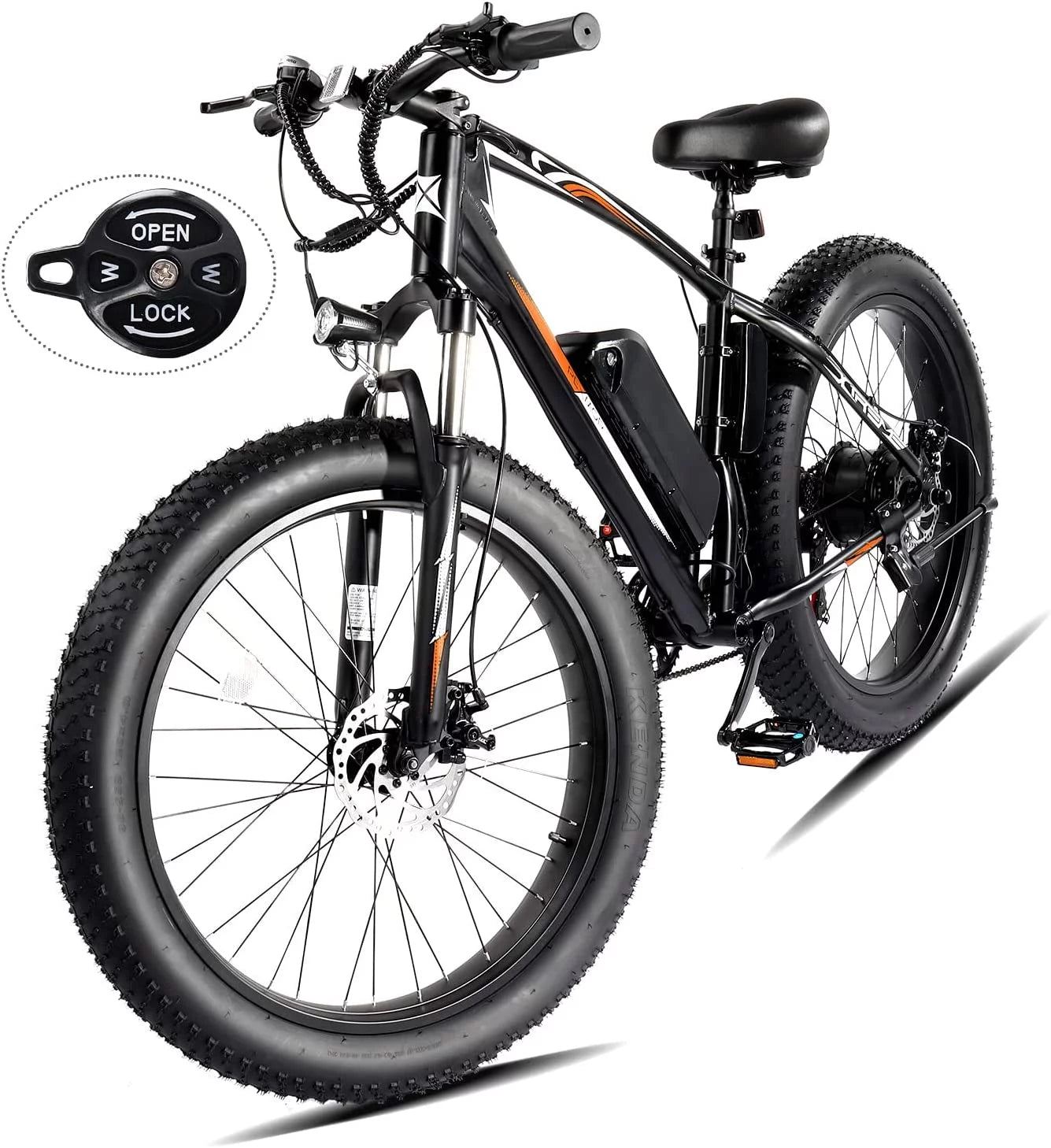PEXMOR Electric Bike for Adult 500W, 26" Fat Tire Electric Mountain Bike EBike 48V 13AH Removable Battery, 20MPH Adult Electric Bicycle Lockable Suspension Fork, Beach Snow E-Bike Shimano 7 Speed