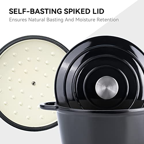 Miereirl 6 Quart Enameled Cast Iron Dutch Oven with Lid, Dark Blue P867
