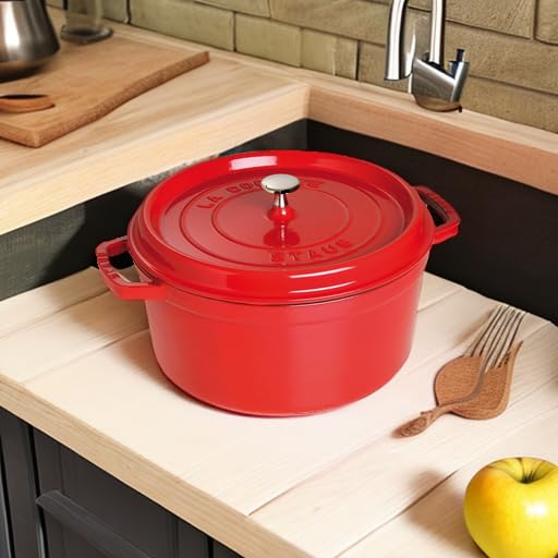 STAUB Cast Iron Dutch Oven 5.5-qt Round Cocotte, Black Matte P4487