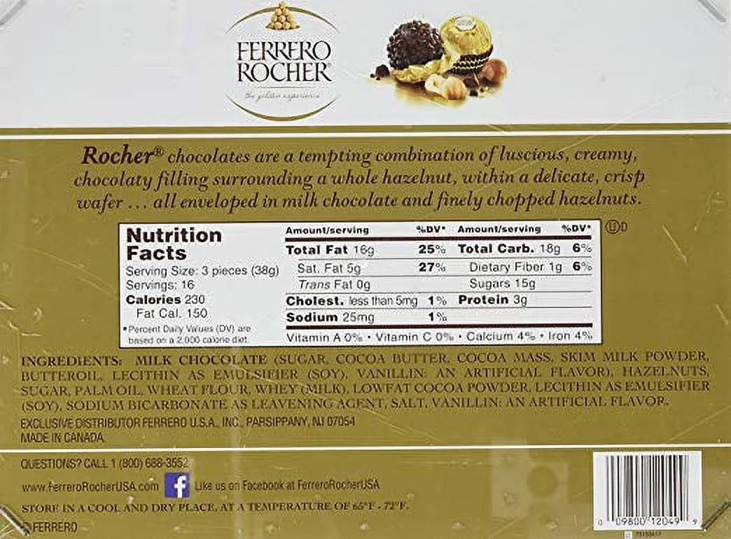Ferrero Rocher Fine Hazelnut Chocolates, 48 Count (Pack of 2) F191