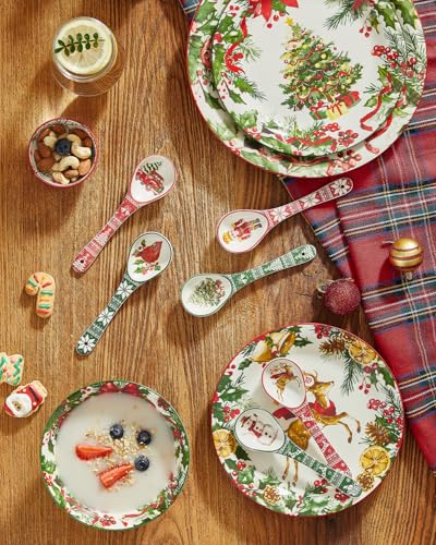 Christmas Tree Ceramic Spoons, Set of 6, Espresso & Dessert T96458
