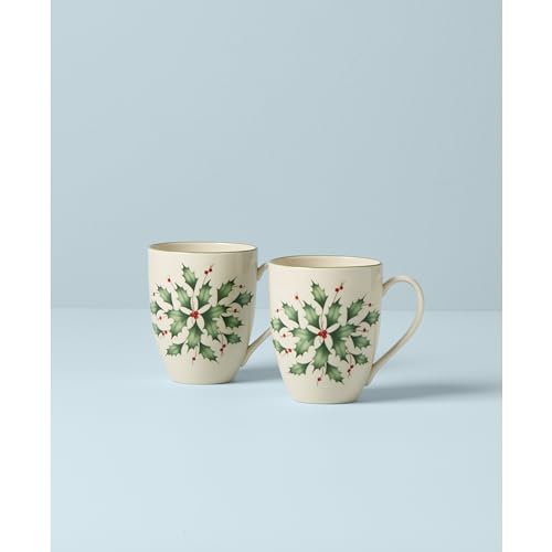 Lenox 18 Oz Stoneware Holiday Cocoa Mug, Red/Green D279