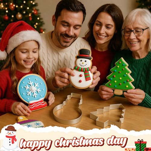 6 Pcs Large Christmas Cookie Cutters Stainless Steel Baking Molds M8080