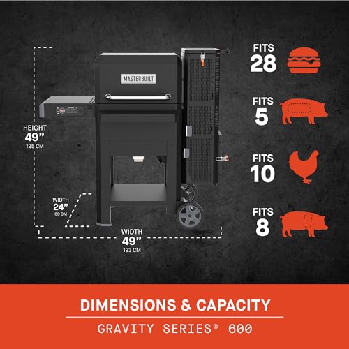 Masterbuilt Gravity Series 800 Digital Charcoal Grill and Smoker, Black M23582