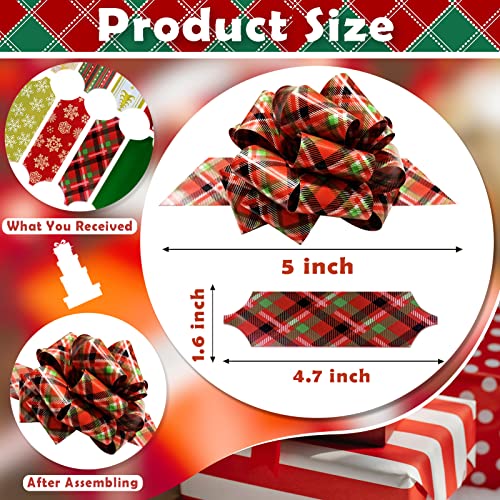 Christmas Gift Wrap Bows, 24 Pcs Foil Pull Bows with Ribbon L932