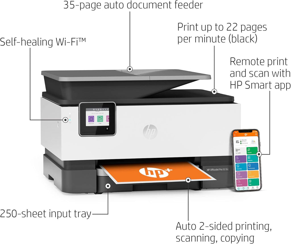 HP OfficeJet Pro 9018e Wireless All-in-One Inkjet Printer with Auto 2-Sided Printing L258392