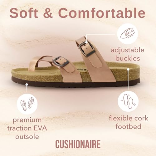CUSHIONAIRE Women's Luna Cork Footbed Sandal I795