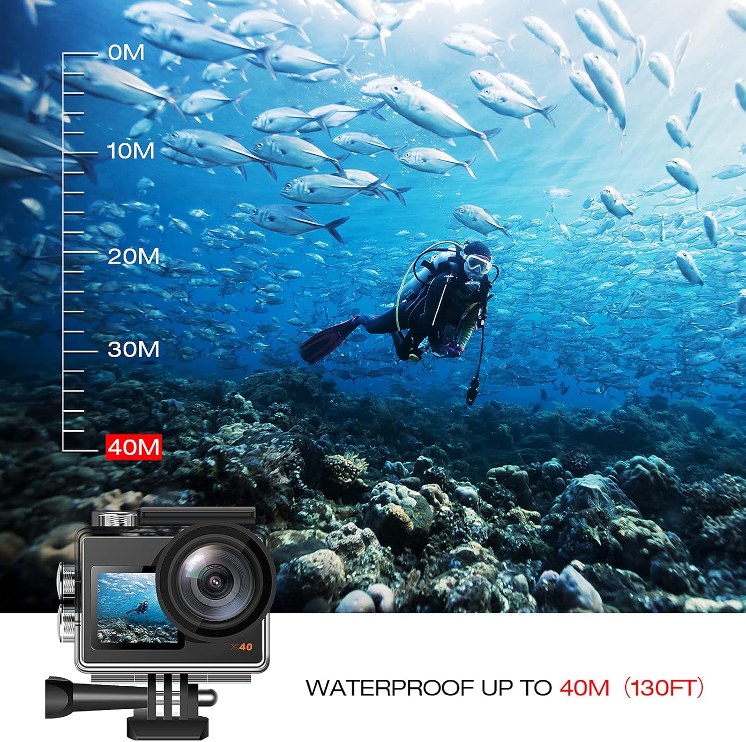 Action Camera 4K 20MP Waterproof with WiFi Remote Control I642