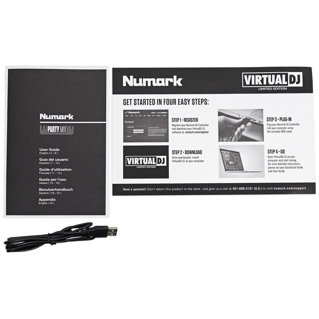 Numark Party Mix DJ Controller with Mic, Cables & Case C898770