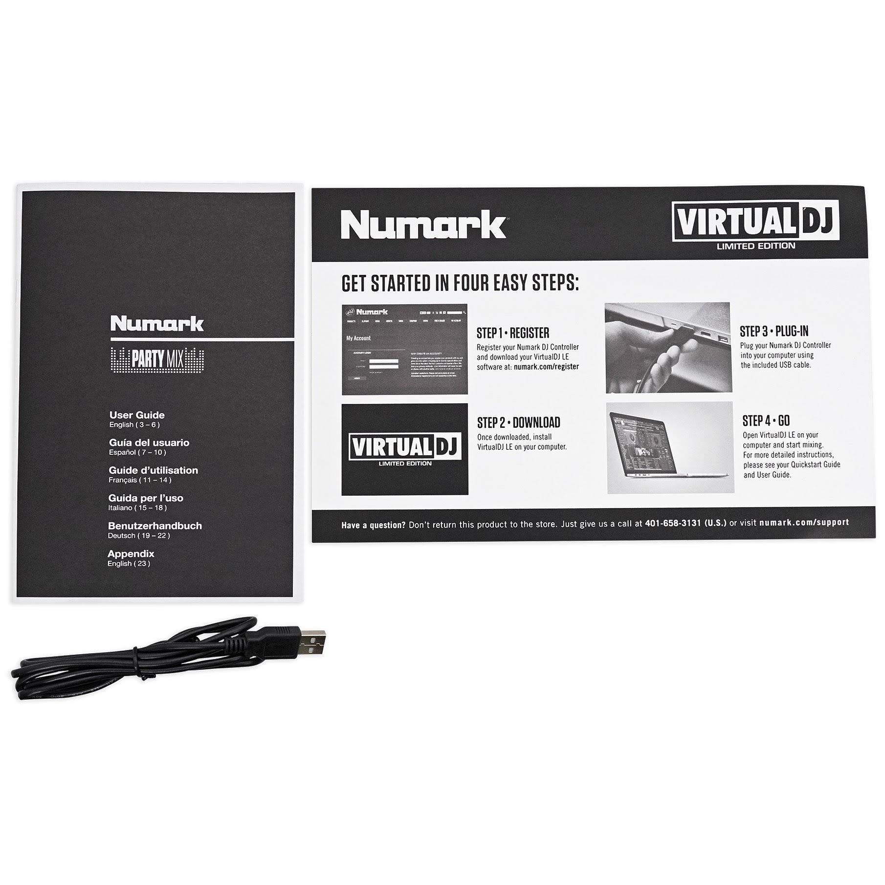 Numark Party Mix DJ Controller with Mic, Cables & Case C898770