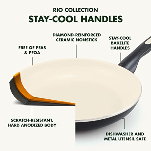 GreenPan Rio 16 Piece Cookware Set, Hard Anodized Ceramic Nonstick, Black C3064