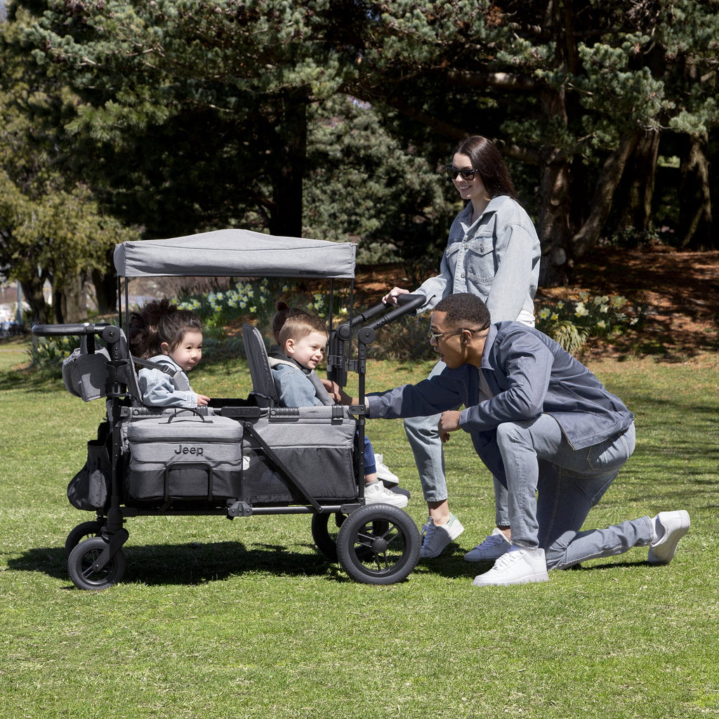 Jeep Wrangler Deluxe 4 Seater Stroller Wagon by Delta Children, Grey D3060