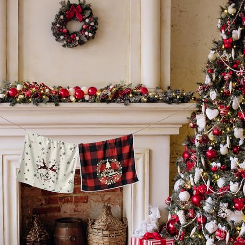 Wironlst Christmas Kitchen Hand Dish Towels 4PCS Buffalo Plaid 18x26 M198