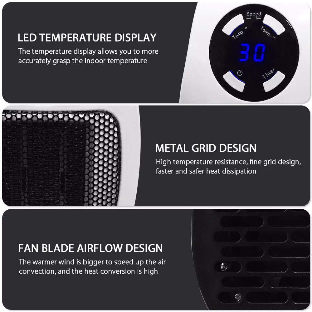 Ponyta 500W Plug-in Space Heater with Thermostat & Timer E861
