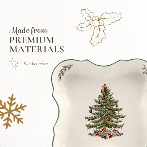 Spode Christmas Tree Sculpted Octagonal Platter, 14-Inch Holiday Serving Dishwasher & Microwave Safe Q207241