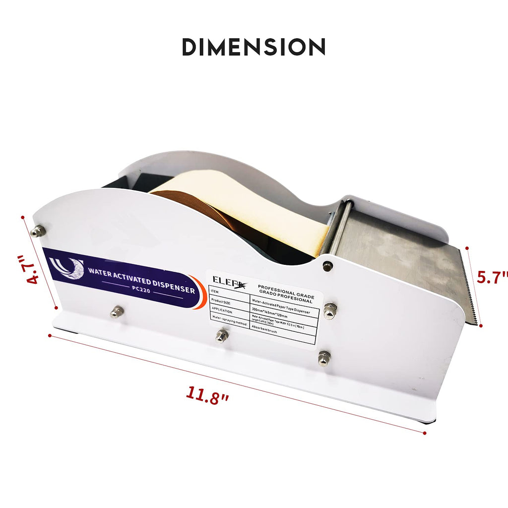 Elepa Water Activated Tape Dispenser, 3.5-Inch Manual Kraft Tape Dispenser F3476