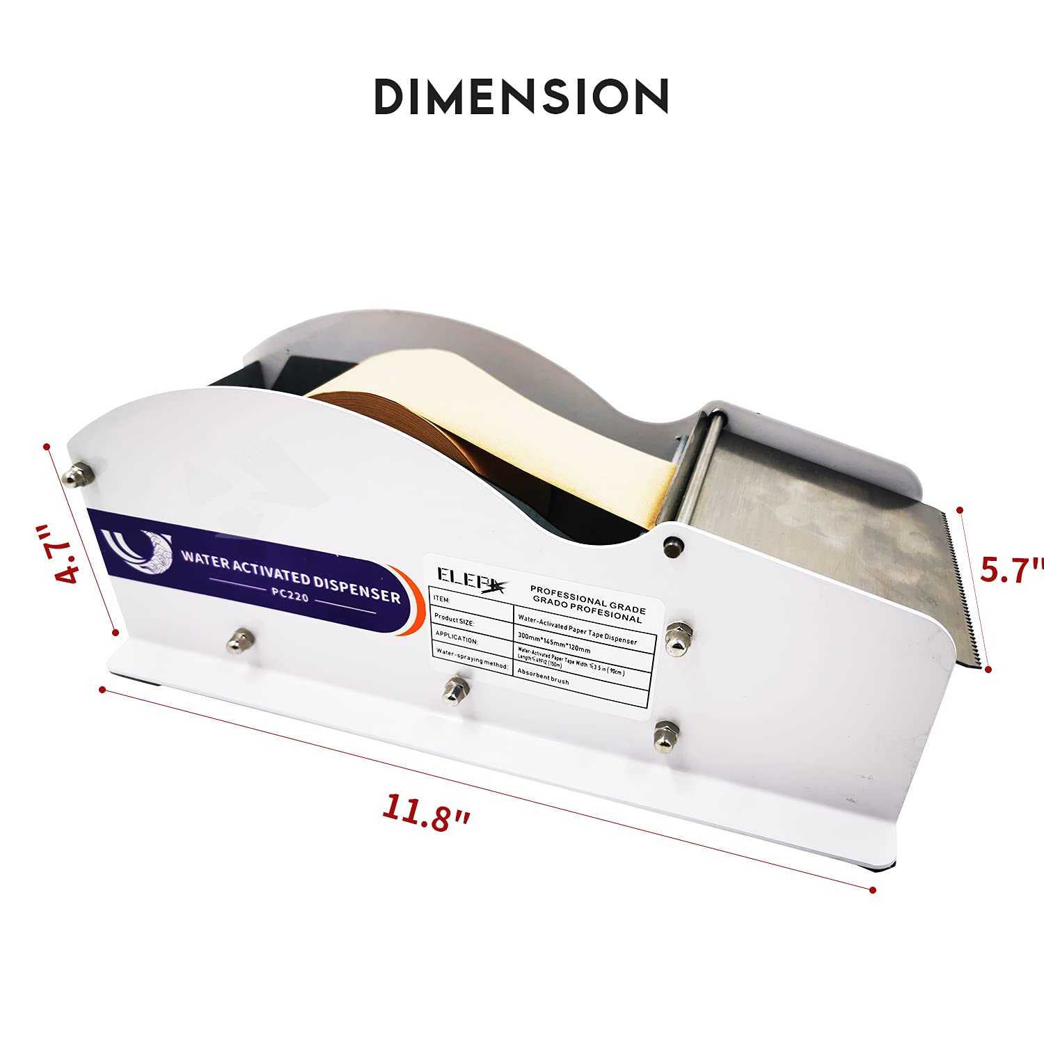 Elepa Water Activated Tape Dispenser, 3.5-Inch Manual Kraft Tape Dispenser F3476