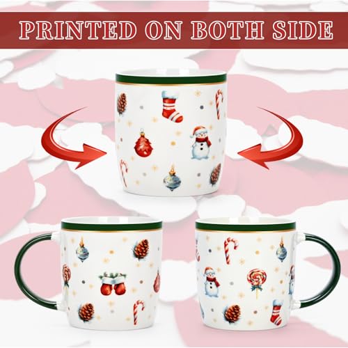 Cabtnca Christmas Mugs Set of 4, Ceramic, 11 Oz V60245