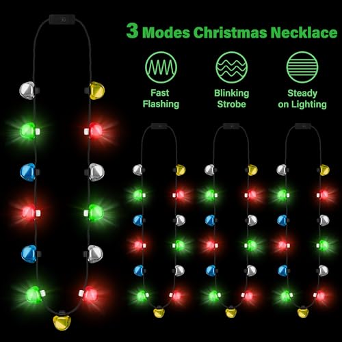 Jingle Bells Christmas Light Necklace 3Pcs A4126