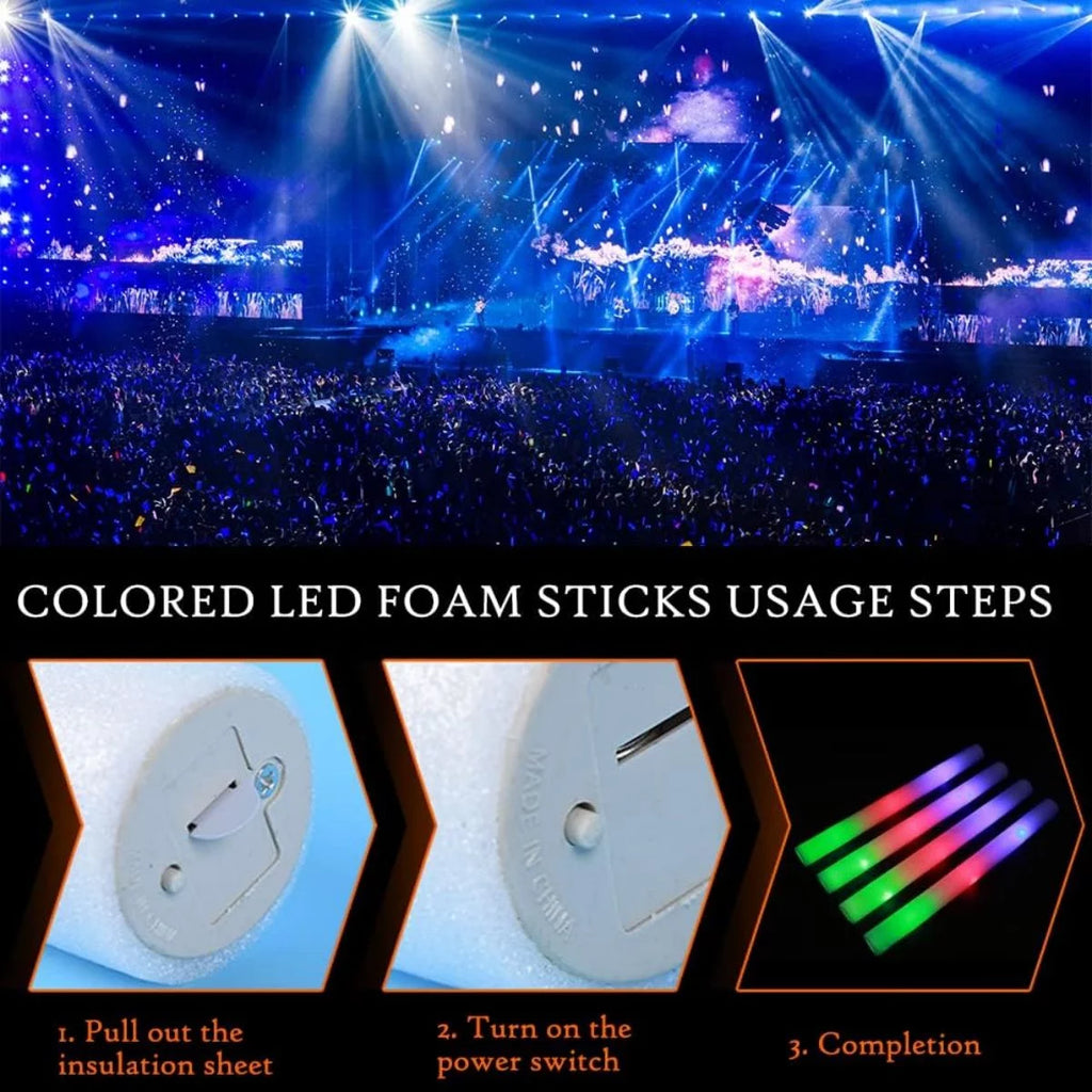 WSYW 100 PCS LED Foam Glow Sticks 18 inch Multi-Color D4553