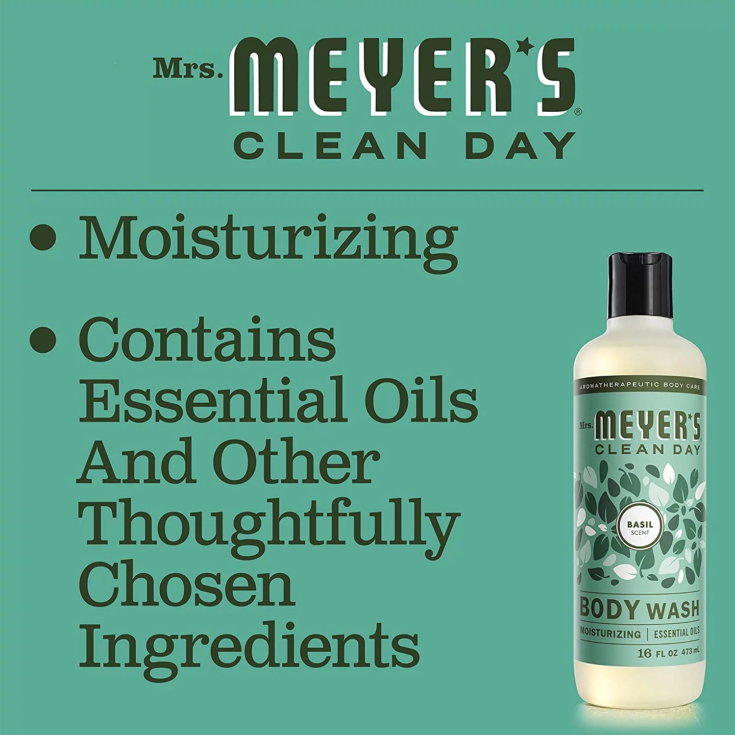 Basil Scented Body Wash with Essential Oils, 16 Fl Oz, 6 Bottles O5750