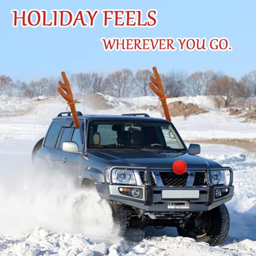 Reindeer Antlers for Cars with Nose, Christmas Car Decorations D2728