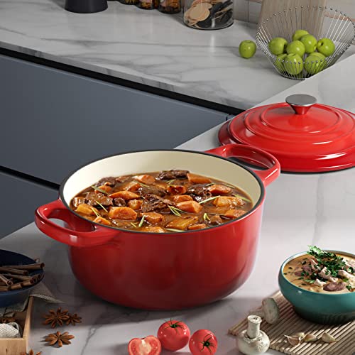 Miereirl 6 Quart Enameled Cast Iron Dutch Oven with Lid, Dark Blue P867