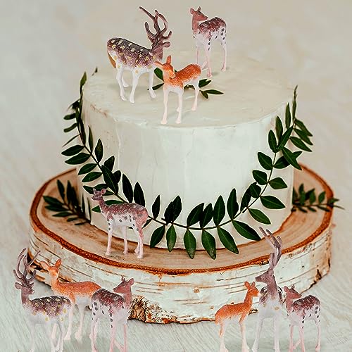 Soaoo 60 Pcs Mini Plastic Deer Figurines Cake Toppers Woodland Christmas Decorations J21625