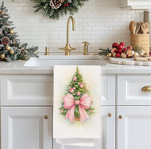 Christmas Tree Kitchen Towels - Neutral Christmas Hand Towels, 16 x 24 Inch V47794