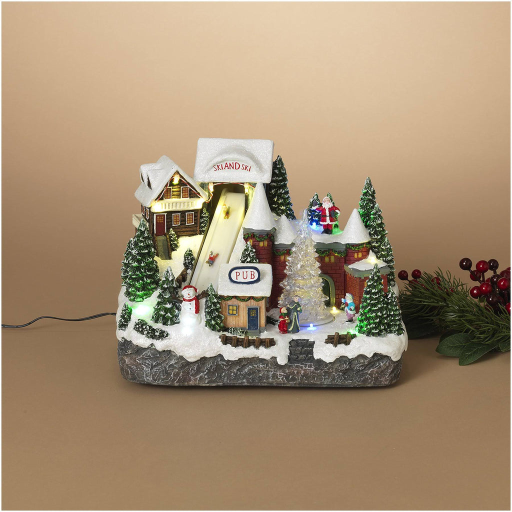 Gerson Musical Animated Christmas Winter Ski Village D953