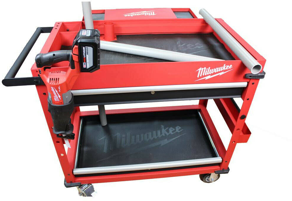 Milwaukee 40 in. 2-Drawer Steel Work Cart I47438