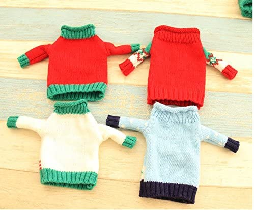 Gawertoy Christmas Wine Bottle Covers and Hats Kit, 4 Pack Ugly Sweater Patterns A3367